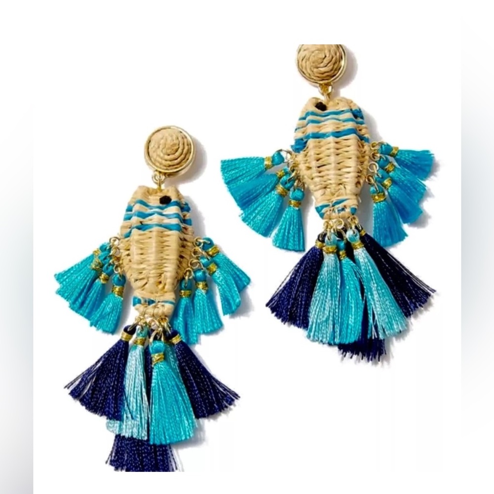 LILLY PULITZER Raffia and Tassel Fish Kiss Earrings - Picture 3 of 3